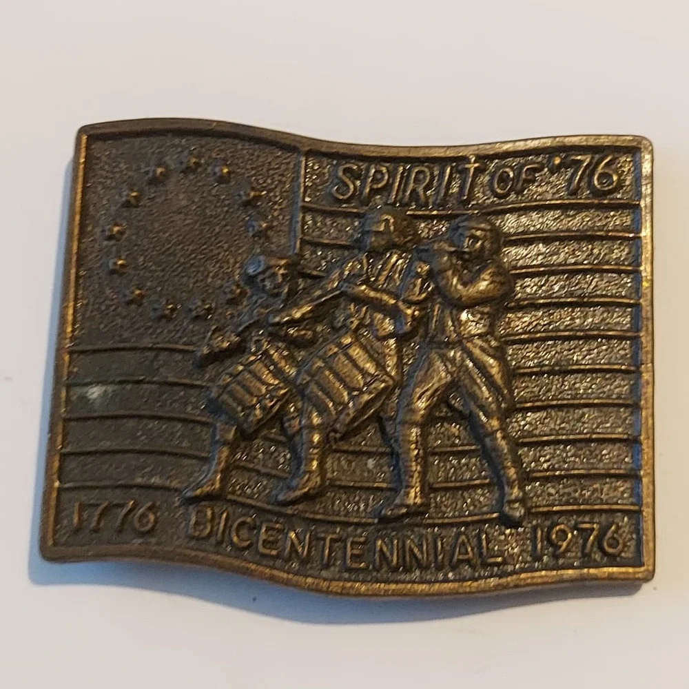 Belt Buckle Brass Vintage Spirit Of '76 Bicentennial Drum & Fife 1776-1976